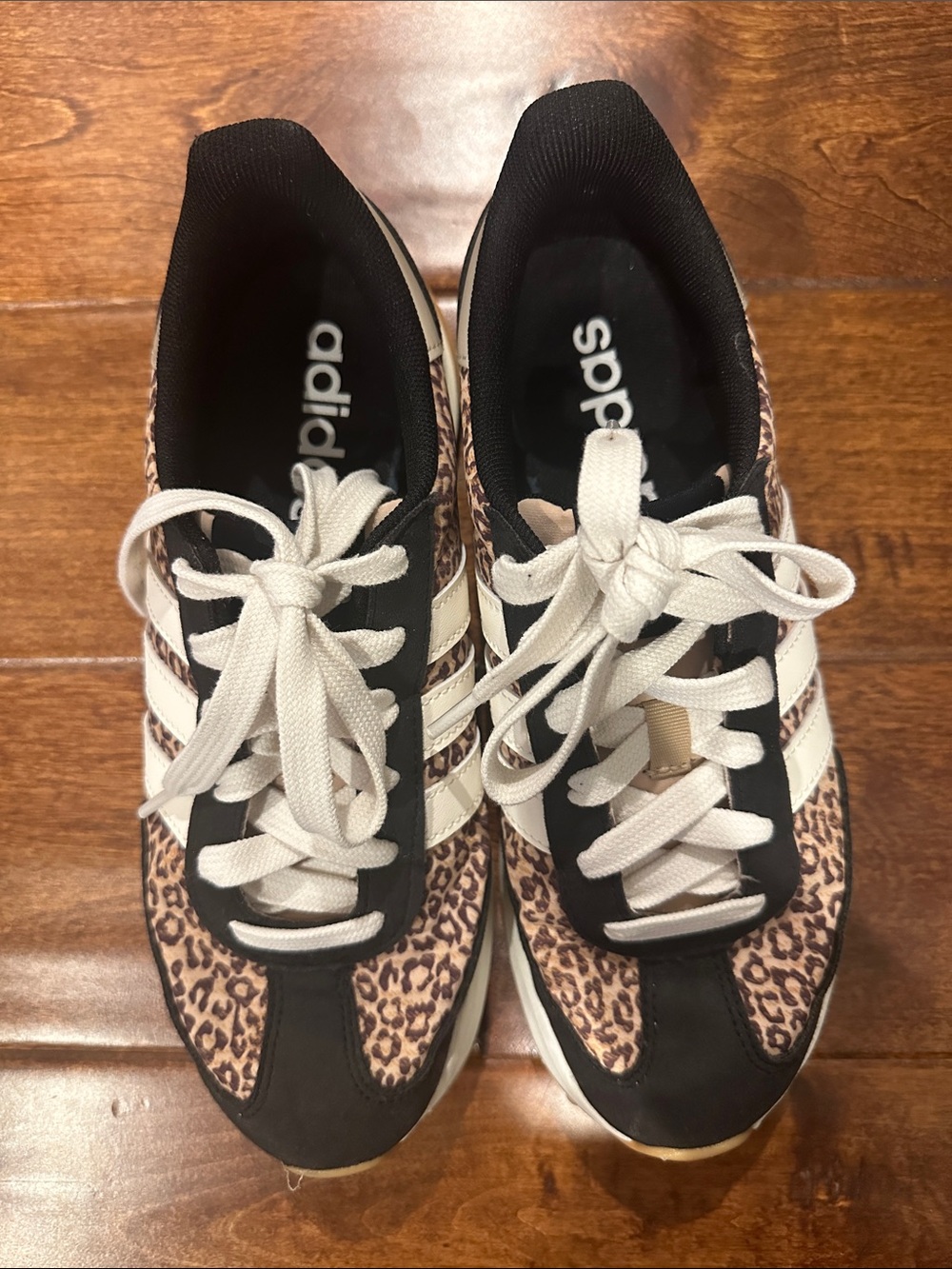 adidas Women's Leopard Print Casual Sneakers in Black and White